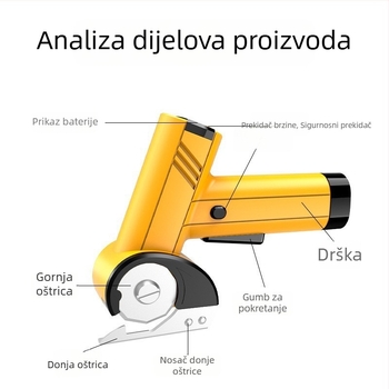Bežične škare s okruglom oštricom i litijskom baterijom za rezanje tkanina, tepiha, zavjesa i kože — kompaktne električne škare