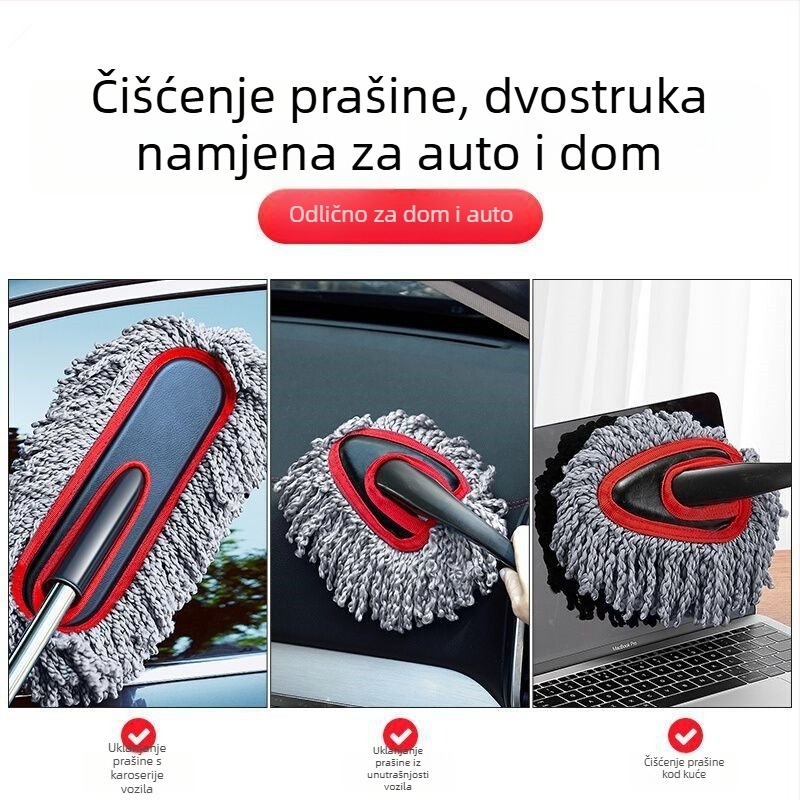 Četka za pranje automobila s teleskopskom ručkom, mikrovlakna, dvostruka namjena za čišćenje prašine i pranje, ručno proširenje, za vješanje