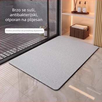 Podlogica za podnu od diatomita, apsorbirajuća, brzo se suši, protuklizna, debeli, gravirana površina, za kupaonicu i WC