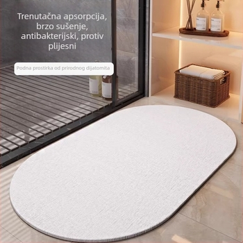 Podlogica za podnu od diatomita, apsorbirajuća, brzo se suši, protuklizna, debeli, gravirana površina, za kupaonicu i WC