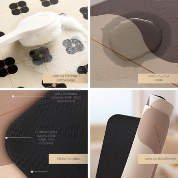 Dijatomska mulj absorbentni tepih za kupaonicu, protuklizni kvadratni tepih, s uzorkom cvijeća, perivi, prilagodljivo, moderni minimalistički stil, jesen 2024