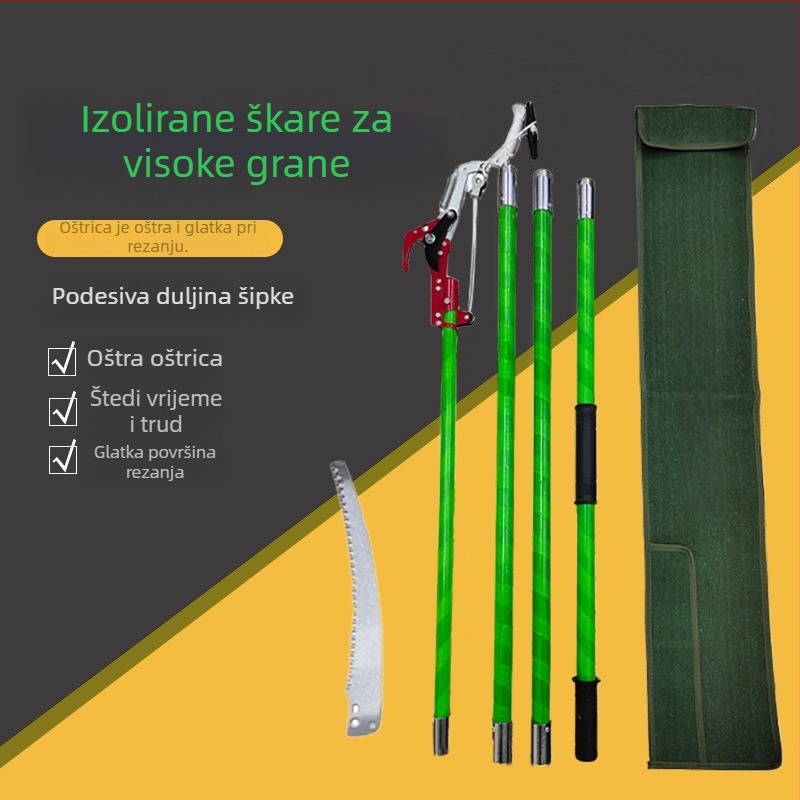 Električno izolirane škare za visoke grane, teleskopijski alat za podrezivanje stabala, vrtne škare s produženim dometom