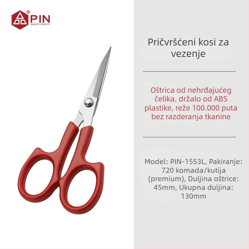 Škare za krstično vezenje, nehrđajući čelik, ravna glava, PIN-1553