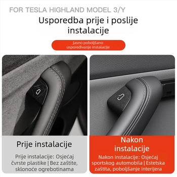 YZ Velur unutarnja dekorativna naljepnica za prekidač vrata Tesla Model 3/Y/YL — samoljepljiva ugradnja, unutarnja ploča vrata