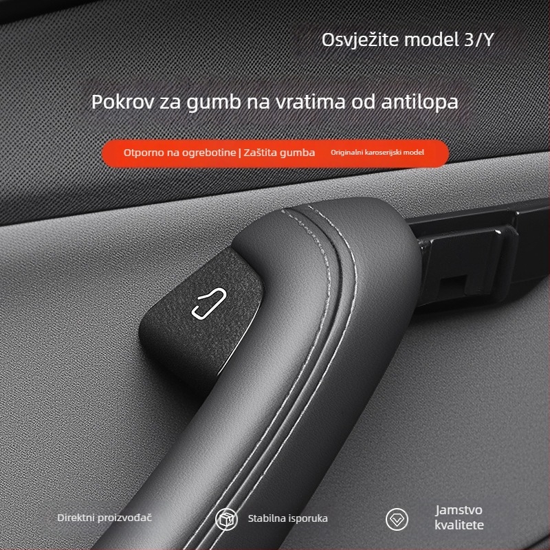 YZ Velur unutarnja dekorativna naljepnica za prekidač vrata Tesla Model 3/Y/YL — samoljepljiva ugradnja, unutarnja ploča vrata