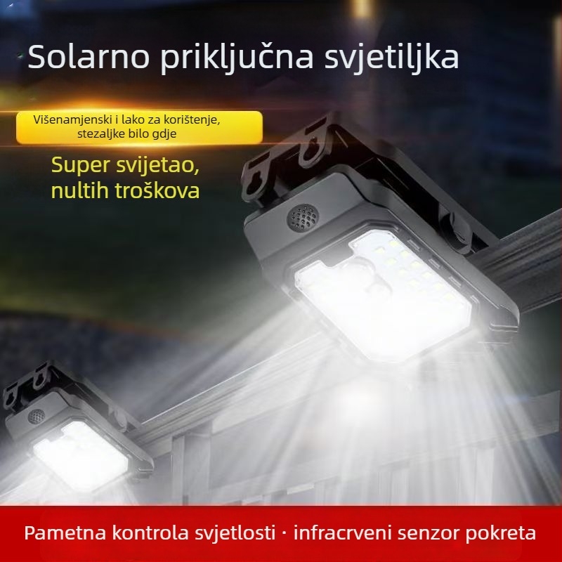 YD-18 Solarni vanjski clip svjetlo sa senzorom — 10W, 3.7V, vrijeme rada više od 36 sati