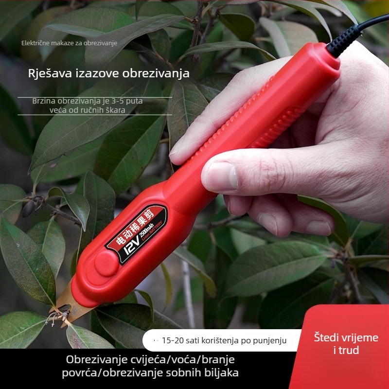 Električne škare za podrezivanje voća, grana i cvijeća, vrtni alat s litijskom baterijom, lagane 80 g, izdržljive