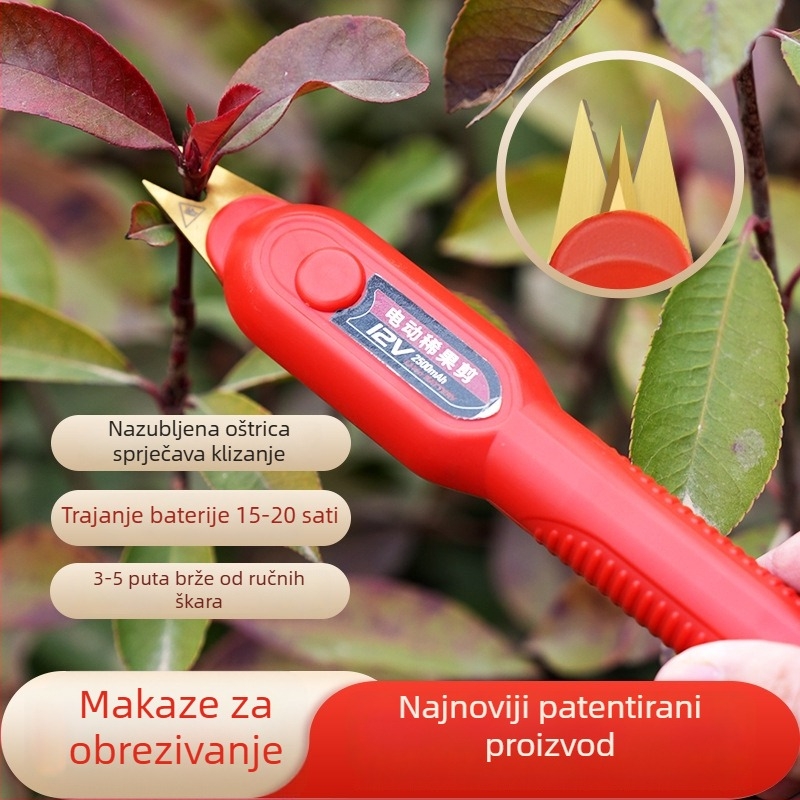 Električne škare za podrezivanje voća, grana i cvijeća, vrtni alat s litijskom baterijom, lagane 80 g, izdržljive