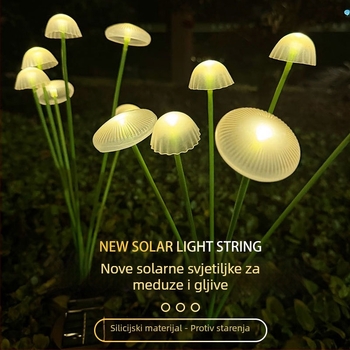 Solarna lampa u obliku meduze i gljive, silikon, IP55, 3V izvor svjetla, 12–16 h rada, vanjska dekoracija vrta