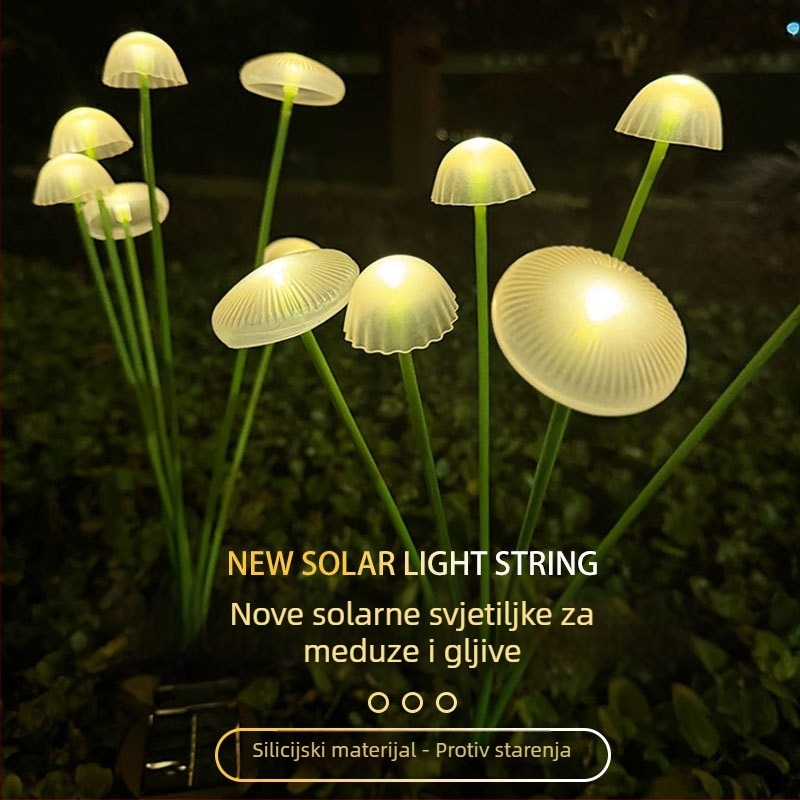 Solarna lampa u obliku meduze i gljive, silikon, IP55, 3V izvor svjetla, 12–16 h rada, vanjska dekoracija vrta