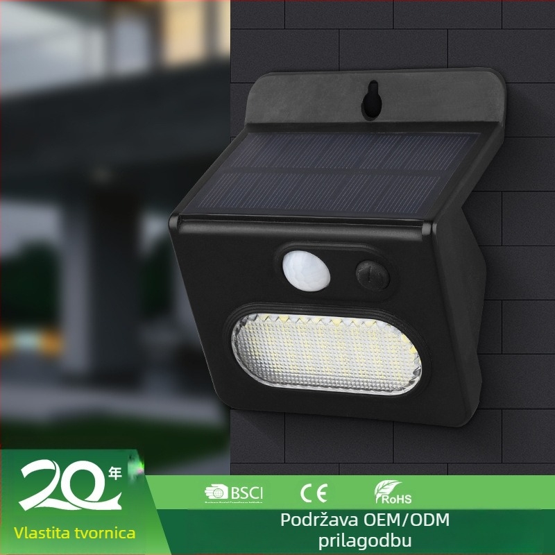 Solarna zidna svjetiljka s senzorom pokreta (1W, LED 5050, 3V, IP44)