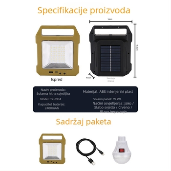 Solarni LED reflektor za vanjsku upotrebu – 2W, 5V, IP65, LED svjetlo, model TY-8934/101