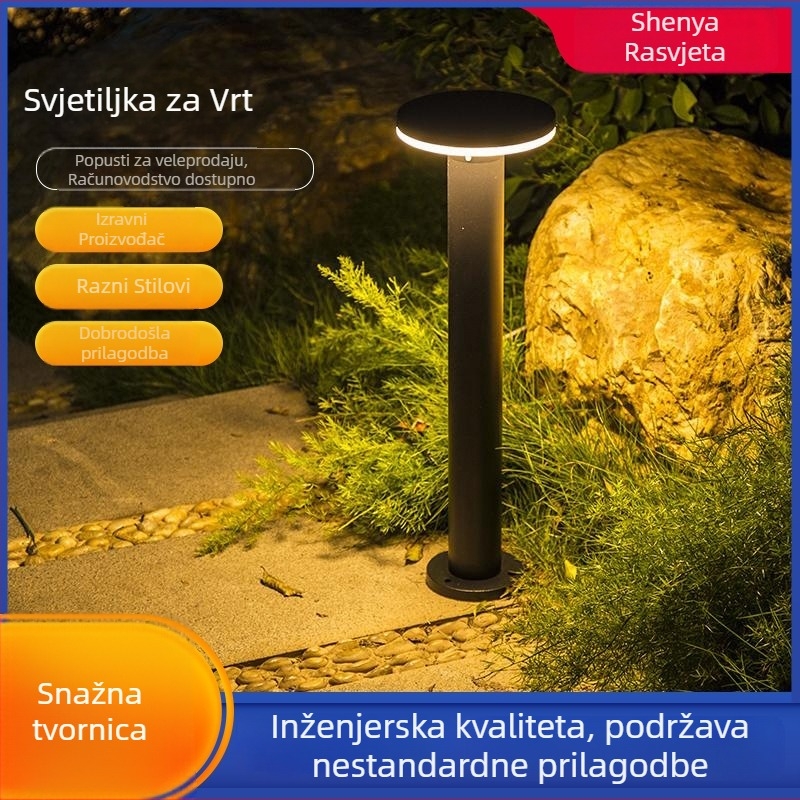 Vanjska IP65 LED lampica za travu, lijevani aluminij + akril, 7–12W, geometrijski/abstraktni dizajn, trajanje osvjetljenja preko 36 sati