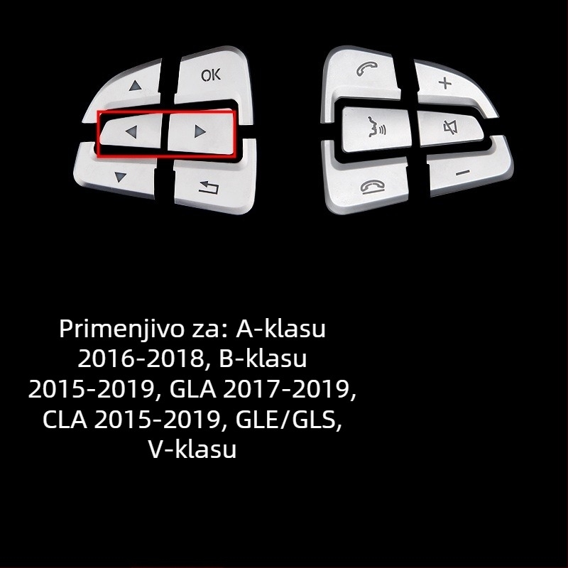 Naljepnica za tipke na volanu za Mercedes-Benz: C-klasa, E-klasa, GLA, CLA, GLE, GLC260, C200L | Materijal: ABS | Marka: Yude Chi | Nije prilagodljivo