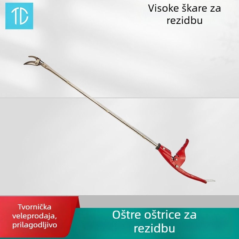 Teleskopska škare od nehrđajućeg čelika, duljine 1 m, doseg 1,5 m, za branje plodova i podrezivanje u visini — alat za vrt