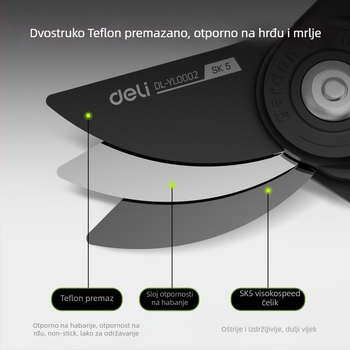 Deli DL-YL0002 škare za podrezivanje grana – za grane cvijeća i voćnih stabala, vrt i šumska upotreba