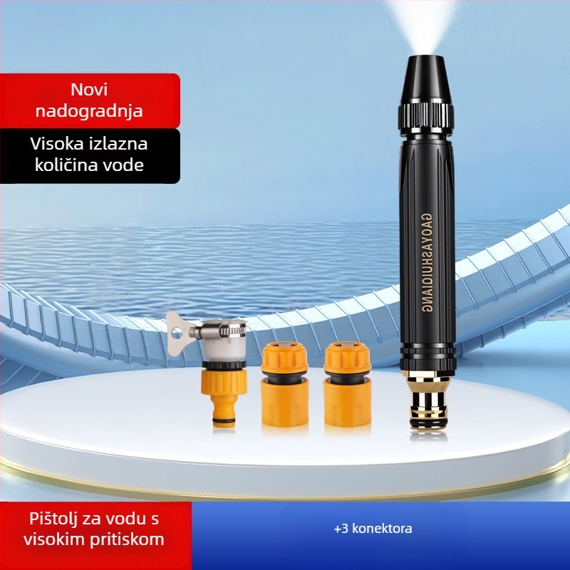 Visokotlačna pištoljica za vodu za pranje auta i kućnu navodnjavanje, plastično kućište, spojnik od aluminijske legure, ravna ručka, model 3987