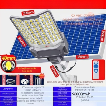 Solarsko LED vanjsko svjetlo za vrt i dvorište, IP67, 30W, daljinsko upravljanje, oblik planeta