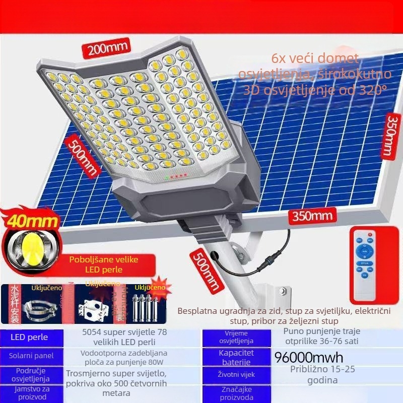 Solarsko LED vanjsko svjetlo za vrt i dvorište, IP67, 30W, daljinsko upravljanje, oblik planeta