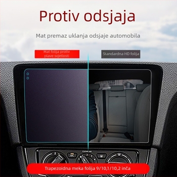 Zaštitno filmsko zaštita za zaslon automobilske navigacije, trapezno oblikovana, mat, anti-refleks, za zaslone 9/10.2 i 10.1 inča centralne konzole