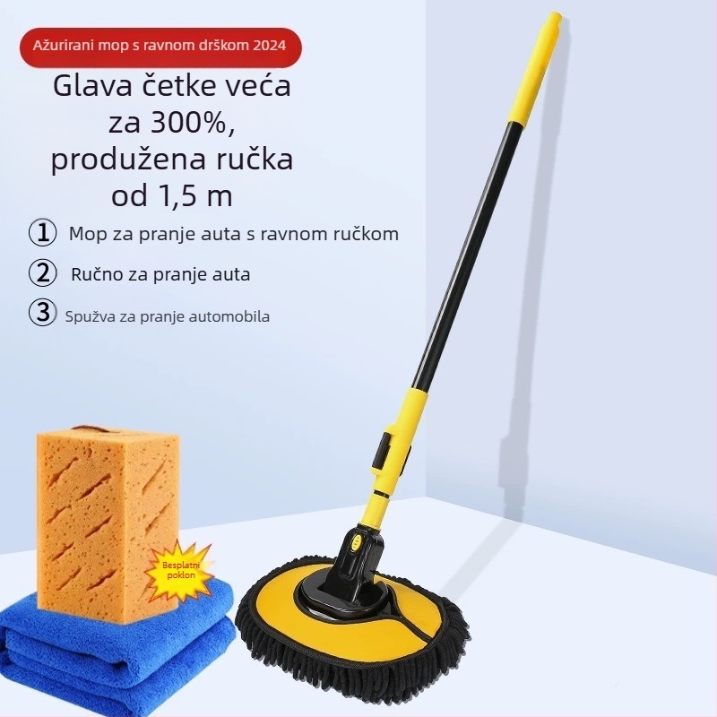 Mop za pranje automobila s mekanim čekinjama, plastična konstrukcija, puni set četkica za čišćenje auta