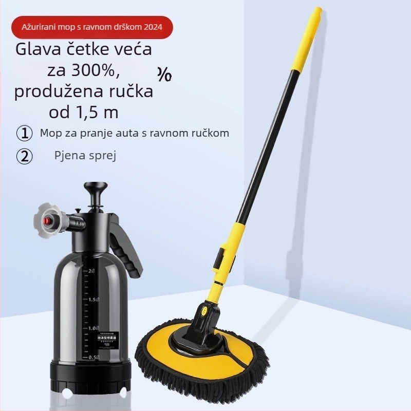 Mop za pranje automobila s mekanim čekinjama, plastična konstrukcija, puni set četkica za čišćenje auta