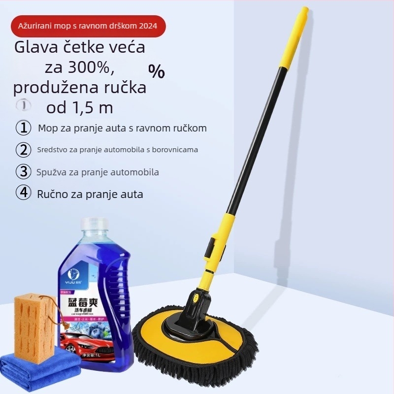 Mop za pranje automobila s mekanim čekinjama, plastična konstrukcija, puni set četkica za čišćenje auta