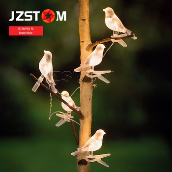 Solarna vanjska vodootporna svjetlosna lanac s pticama za dvorište i balkon (Nx-ssl041, Jzstom) - solarni izvor; IP44; 5W; 1.2V