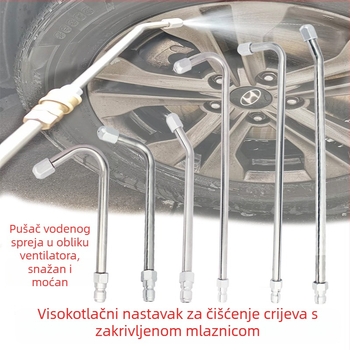 Wangchi visokotlačni pištolj za pranje automobila s zakrivljenom šipkom i mlaznicom, 1/4 brzog priključka, glava od aluminijske legure, ručka od nehrđajućeg čelika, domet prskanja 11, tlak vode 100