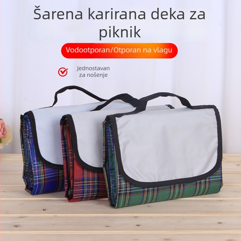 Vanjska sklopiva podloga od Oxford tkanine za piknik, vodootporna i otporna na vlagu, protuklizna; za 2–4 osobe; pogodna za kampiranje, planinarenje i plažu; moguć ispis logotipa; dimenzije 150 cm