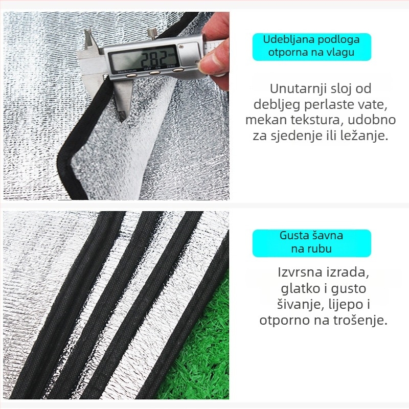 Vanjska vodootporna debela podloga za kampiranje s dvostrano aluminijskom folijom EVA, sklopiva, 40 g