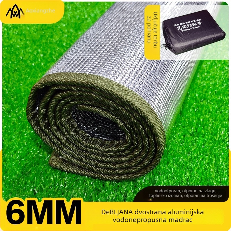 Soar kamp madrac s dvostranim aluminijskim filmom, EVA materijal; težina 350/550/700 g; model Thickened aluminum film moisture-proof pad; pogodan za 1–4 osobe