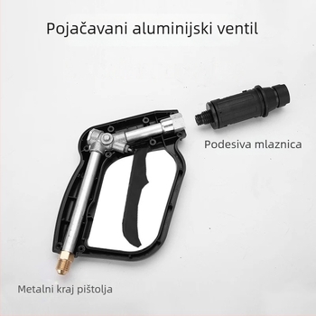 Visokotlačna pištolj za pranje automobila – Ručka od inženjerske plastike; Tlak vode ispod 120 bar; Težina 350 g