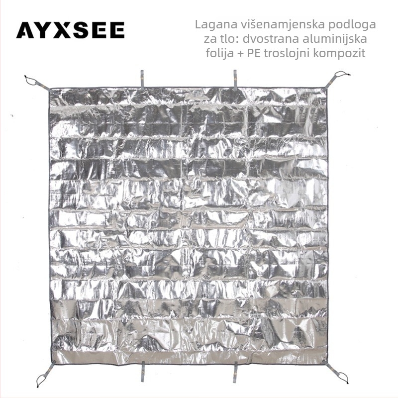 Ayxsee Piknik podloga s PE aluminijskom folijom, vodootporna podloga za šator i kampiranje, dvostruka aluminijska folija, za plažu i kampiranje, lagana za nošenje