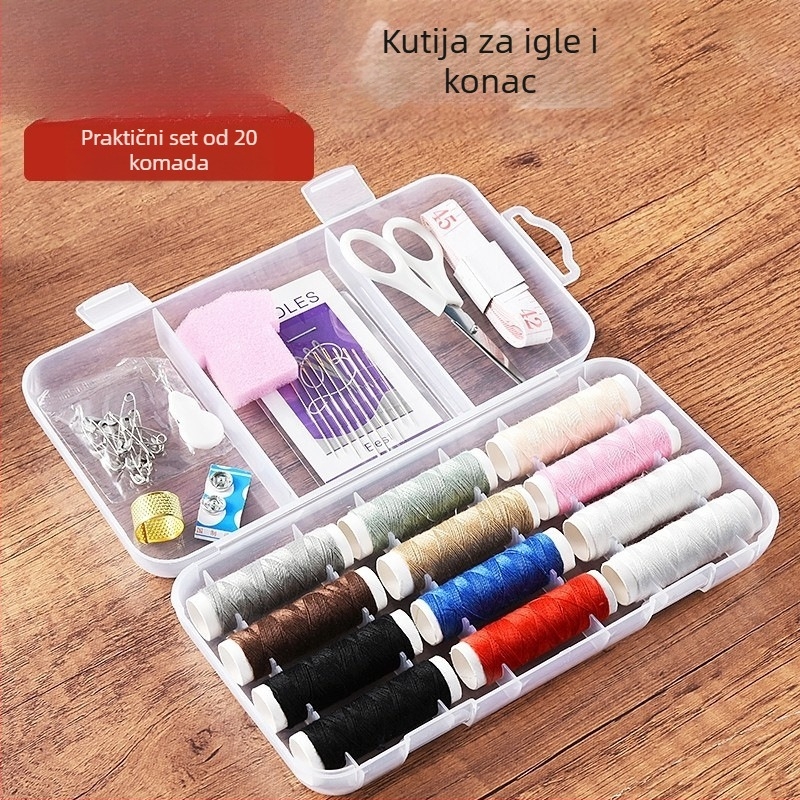 Kućni set za šivanje: igla i konac, alati za popravak, konci za ručno šivanje, prijenosna kutija za pohranu, praktičan za krojače