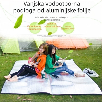 Kamperski madrac s aluminijskom folijom protiv vlage, prijenosni vodootporni madrac za spavanje, veličina 200 × 200 cm, za 2-8 osoba