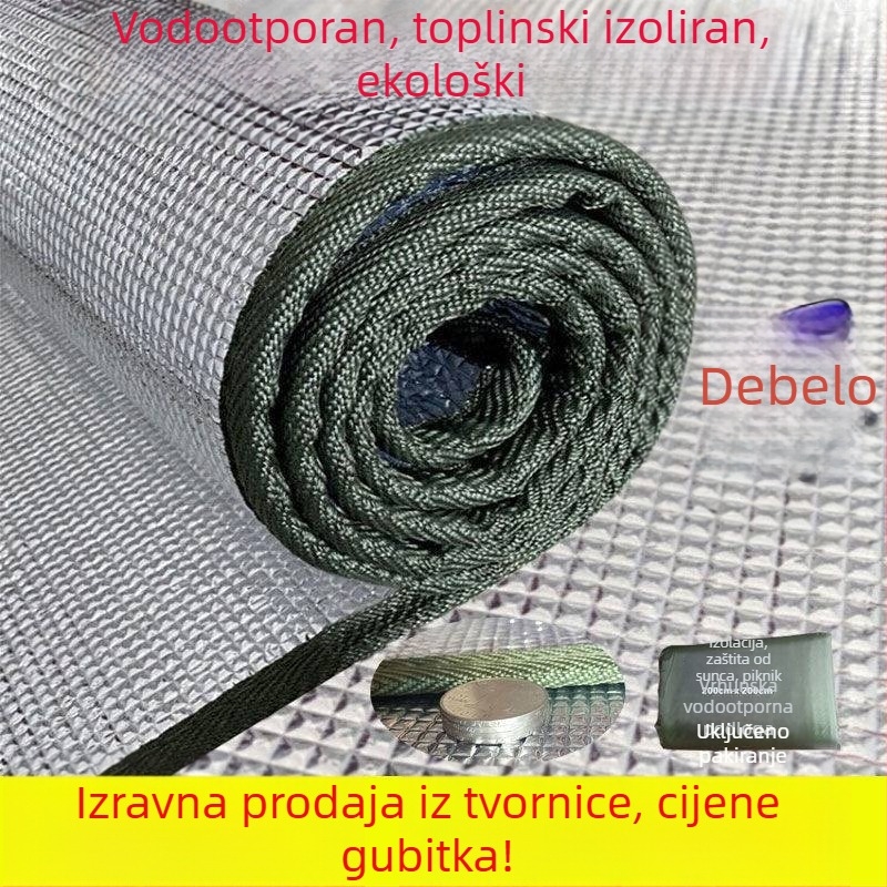 Kamperski madrac s aluminijskom folijom protiv vlage, prijenosni vodootporni madrac za spavanje, veličina 200 × 200 cm, za 2-8 osoba