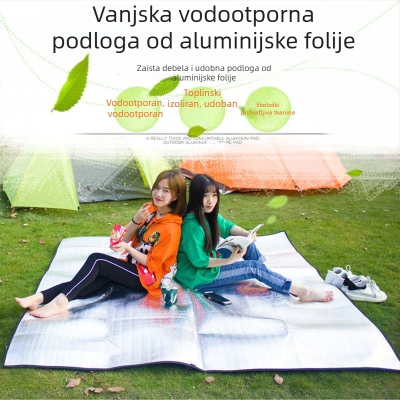 Kamperski madrac s aluminijskom folijom protiv vlage, prijenosni vodootporni madrac za spavanje, veličina 200 × 200 cm, za 2-8 osoba