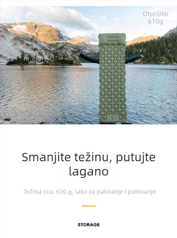 Naduvljiva spavaća podloga za kampiranje, najlon, za jednu osobu, protuklizna i otporna na vlagu
