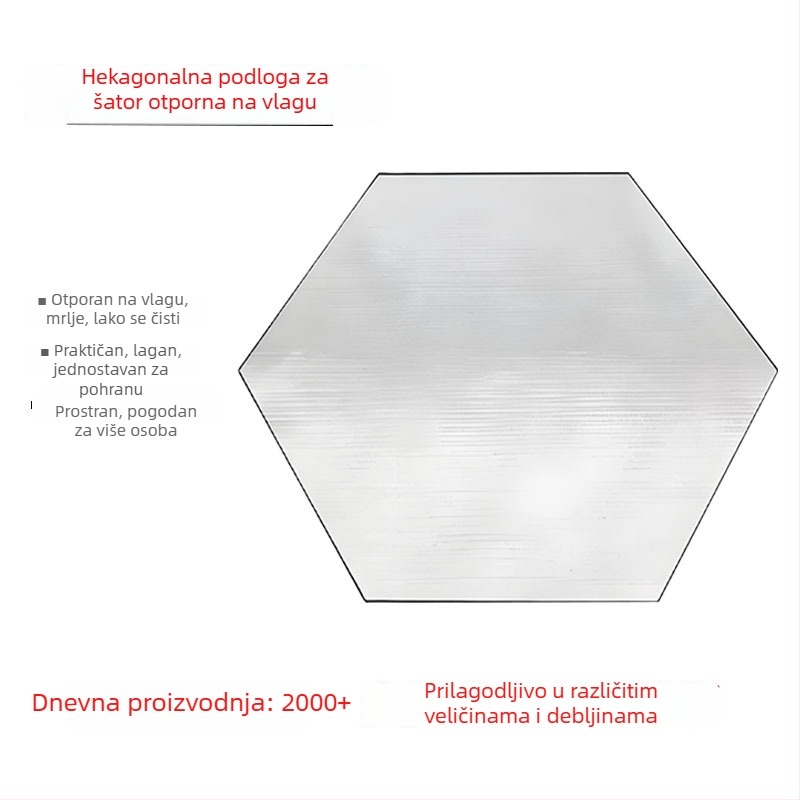 Šesterokutna kamping podloga za spavanje, otporna na vlagu, 3 m duga, sklopiva, dvostrano aluminijska folija, za kampiranje i piknik