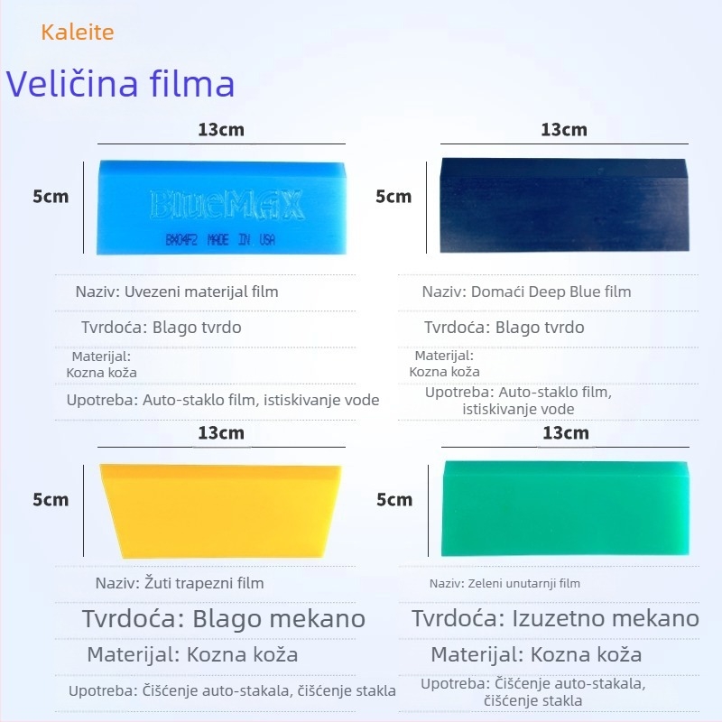Alat za ugradnju automobilske folije – gumena traka od telećeg tetiva i tvrdi stakleni scraper, KALETTE, 55 g