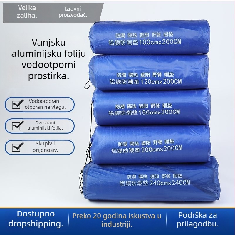 Podložak protiv vlage za kampiranje s Pearl Cotton i dvostrano aluminijskim filmom; težina 200–300 g; pogodno za 3–15 osoba