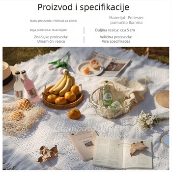 Vodootporna vanjska podloga za kampiranje i piknik, bijeli pokrivač za plažu, podloga za šator, protuklizna, 180 cm, za 2–4 osobe