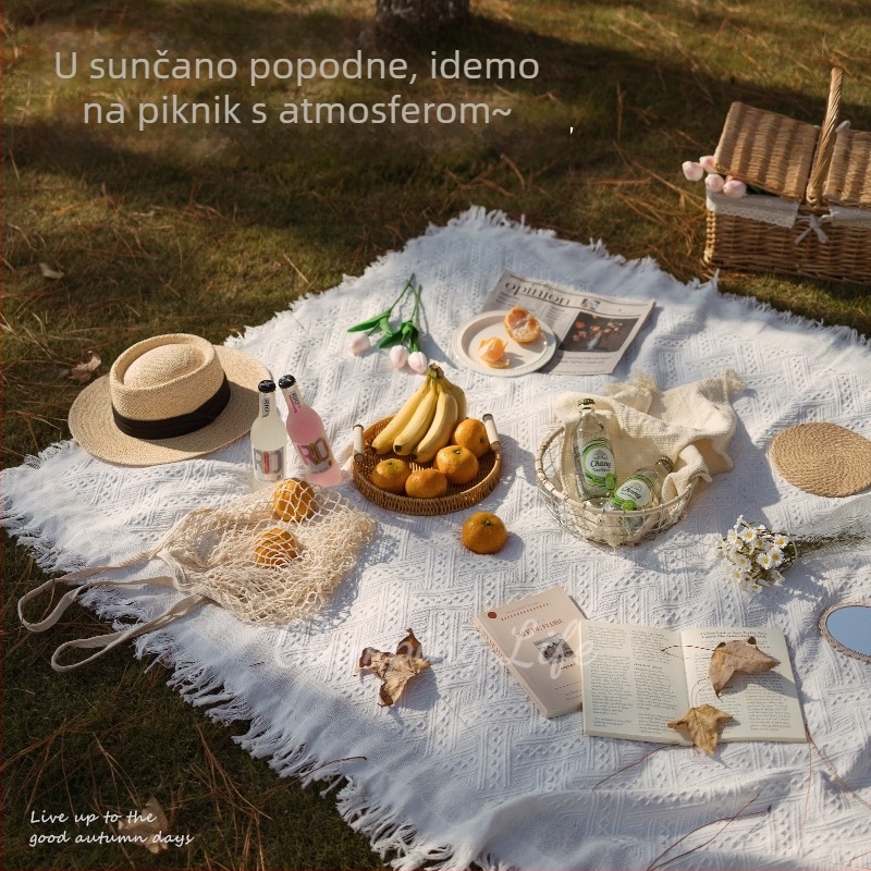 Vodootporna vanjska podloga za kampiranje i piknik, bijeli pokrivač za plažu, podloga za šator, protuklizna, 180 cm, za 2–4 osobe