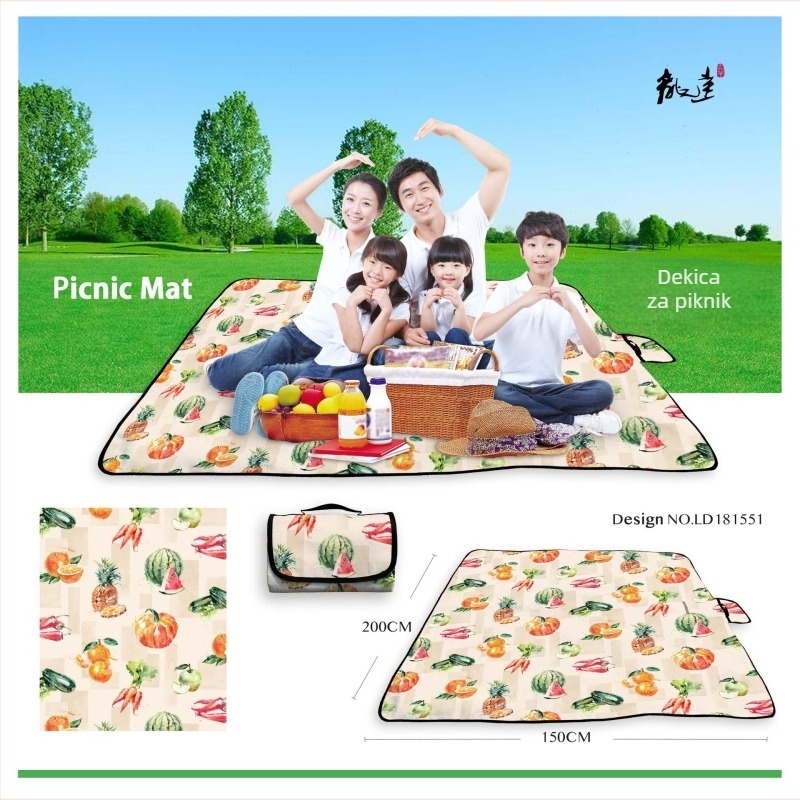 Piknik podloga s digitalnim termotransfer tiskom, vodootporan PVC sloj, Oxford platno, 100% poliester, prilagodljivo prema crtežima i uzorcima
