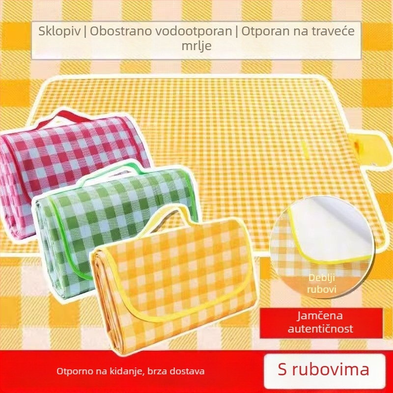 Kamperska piknik podloga s protukliznim slojem, PE pamuk tkanina, težina 150 g, pogodno za 1-6 osoba