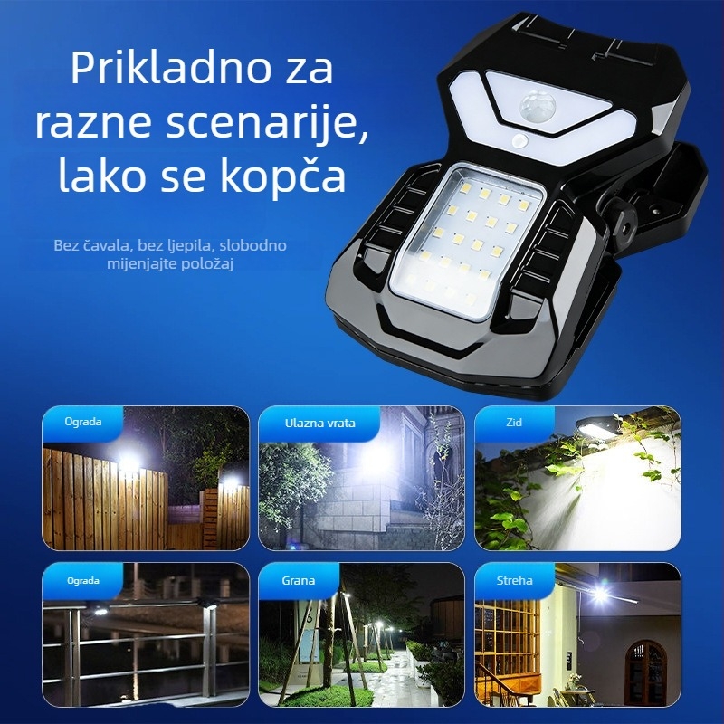 Vanjsko solarno klips svjetlo s senzorom pokreta, zidno svjetlo za ogradu, u obliku srca
