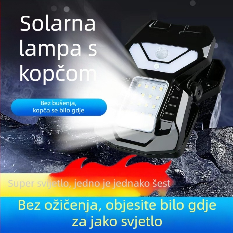 Vanjsko solarno klips svjetlo s senzorom pokreta, zidno svjetlo za ogradu, u obliku srca
