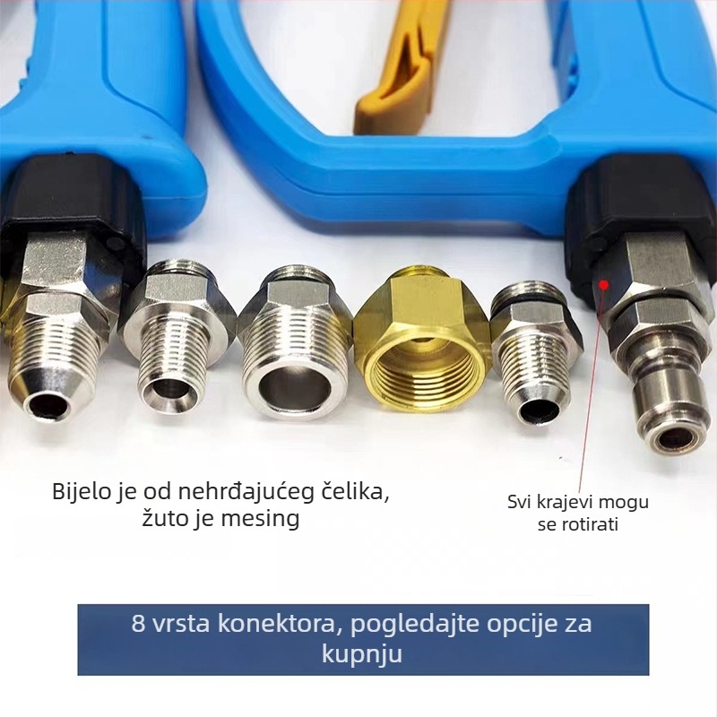 Čistač pištolj s bakrenom glavom i plastičnim držalom, spoj 1/2-3/4 inča, radni tlak 0,2-1,0 MPa, domet prskanja 1-10