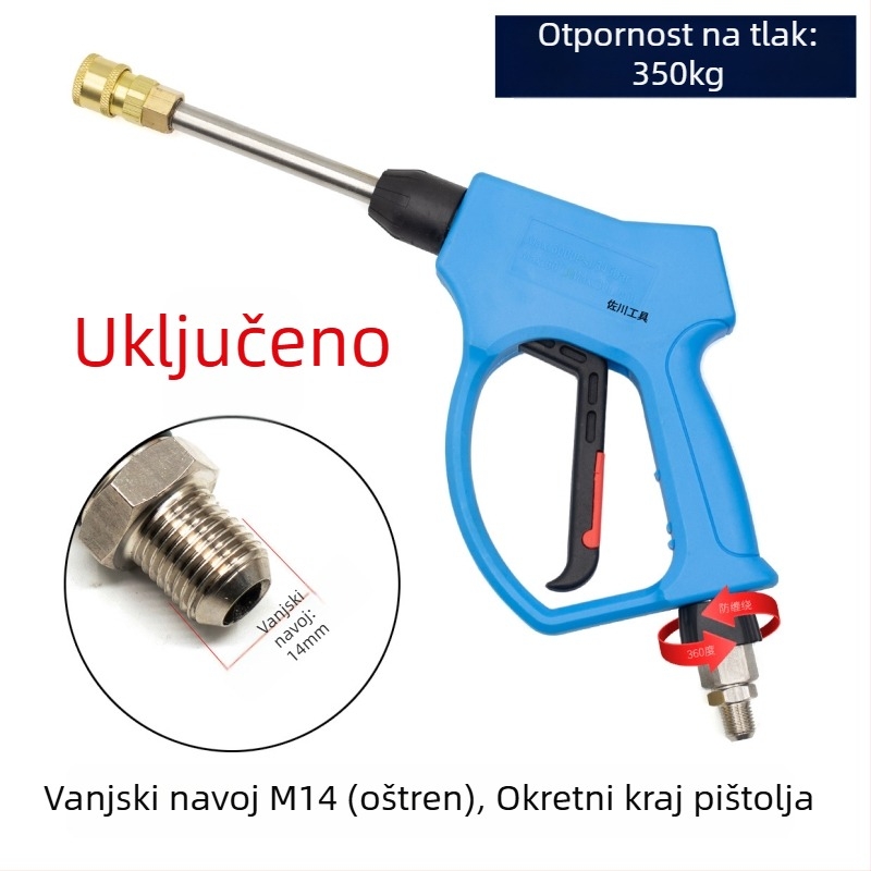 Čistač pištolj s bakrenom glavom i plastičnim držalom, spoj 1/2-3/4 inča, radni tlak 0,2-1,0 MPa, domet prskanja 1-10
